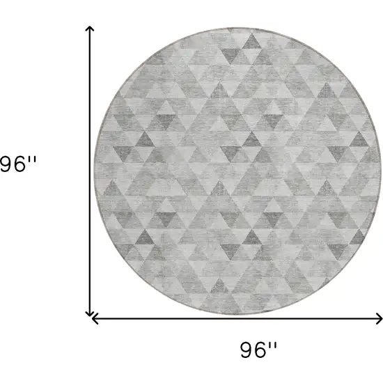 8' Silver Beige And Taupe Round Geometric Washable Indoor Outdoor Area Rug Photo 3
