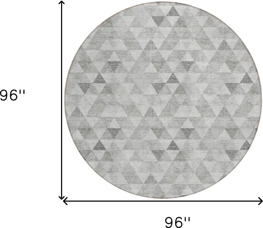 8' Silver Beige And Taupe Round Geometric Washable Indoor Outdoor Area Rug Photo 3