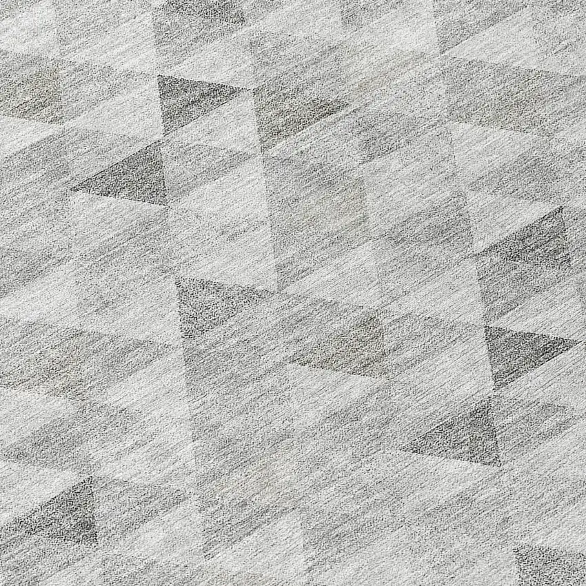 8' Silver Beige And Taupe Round Geometric Washable Indoor Outdoor Area Rug Photo 8