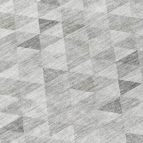 8' Silver Beige And Taupe Round Geometric Washable Indoor Outdoor Area Rug Photo 8