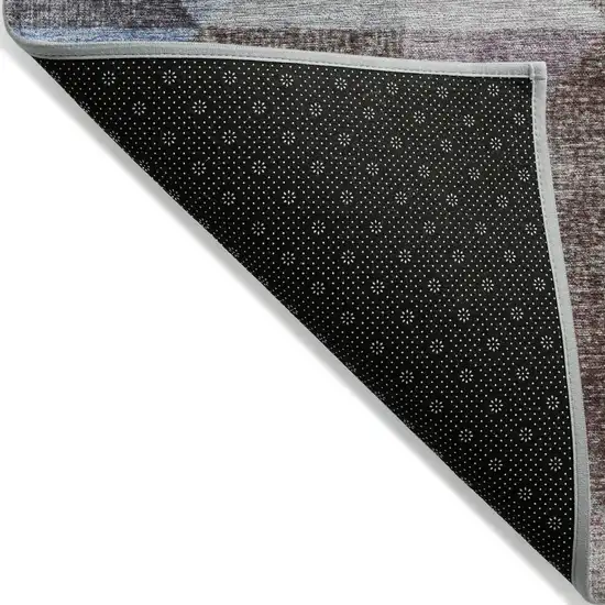 8' Silver Blue And Purple Round Geometric Washable Indoor Outdoor Area Rug Photo 9