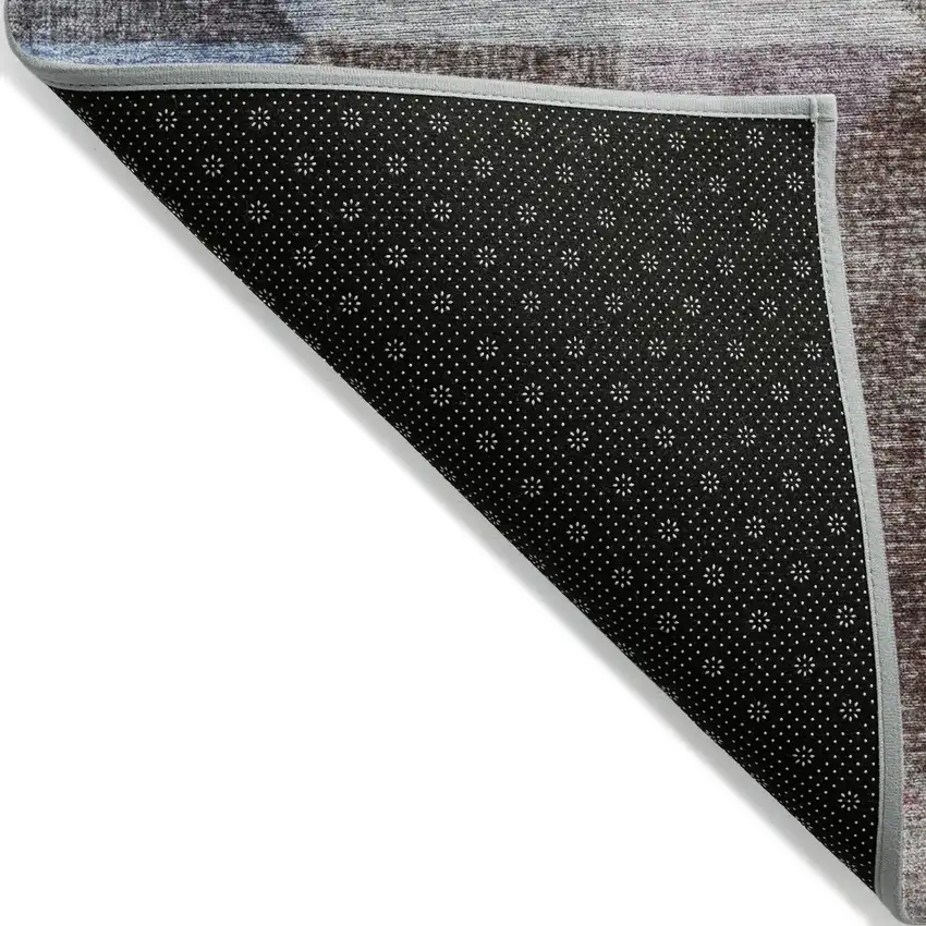 8' Silver Blue And Purple Round Geometric Washable Indoor Outdoor Area Rug Photo 9