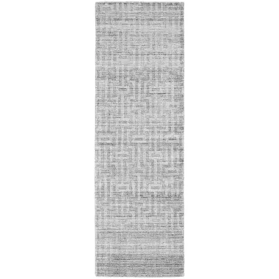 8' Silver Floral Hand Woven Runner Rug Photo 1