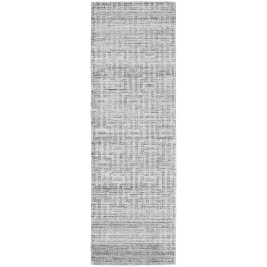 8' Silver Floral Hand Woven Runner Rug Photo 2