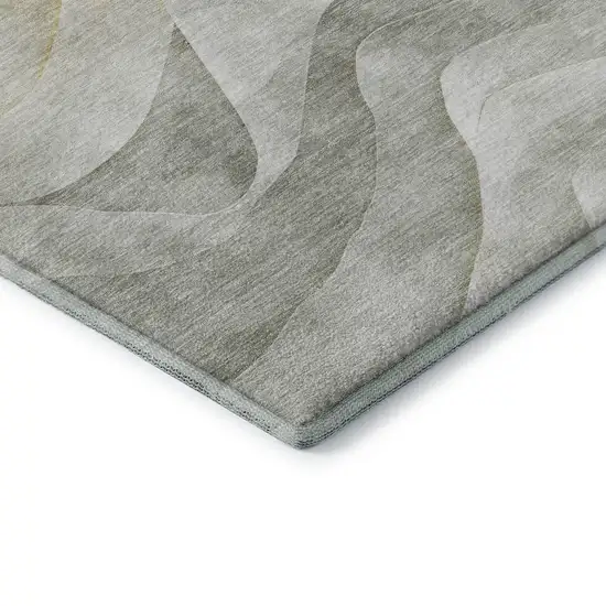 8' Silver Gold And Ivory Abstract Washable Area Rug With UV Protection Photo 7