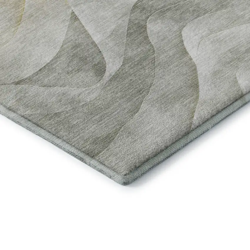 8' Silver Gold And Ivory Abstract Washable Area Rug With UV Protection Photo 7