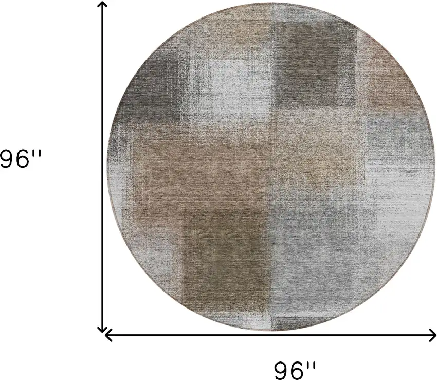 8' Silver Gray And Beige Round Abstract Washable Indoor Outdoor Area Rug Photo 8