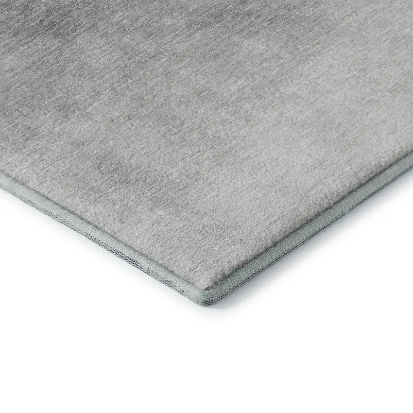 8' Silver Gray And Black Ombre Washable Round Rug With UV Protection Photo 7