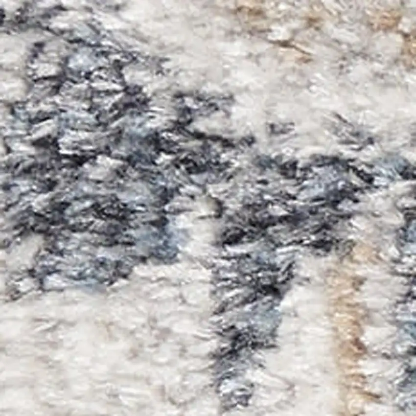 6' Silver Gray And Blue Floral Distressed Runner Rug Photo 4