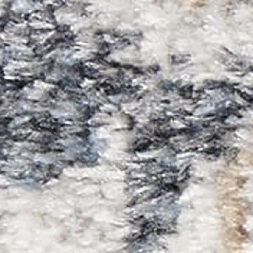 6' Silver Gray And Blue Floral Distressed Runner Rug Photo 3