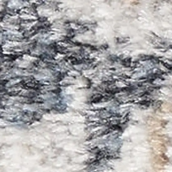 6' Silver Gray And Blue Floral Distressed Runner Rug Photo 3