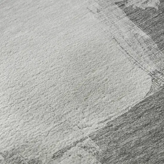 8' Silver Gray And Charcoal Abstract Washable Area Rug With UV Protection Photo 9