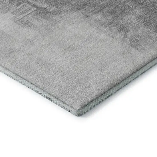 8' Silver Gray And Charcoal Abstract Washable Area Rug With UV Protection Photo 7