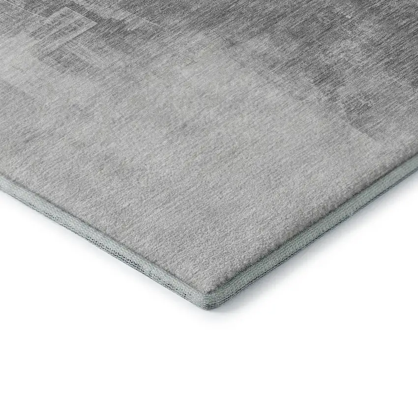 8' Silver Gray And Charcoal Abstract Washable Area Rug With UV Protection Photo 7