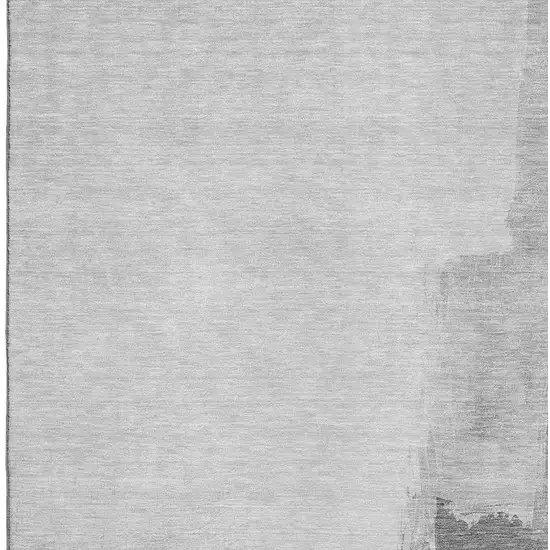 8' Silver Gray And Charcoal Abstract Washable Area Rug With UV Protection Photo 2