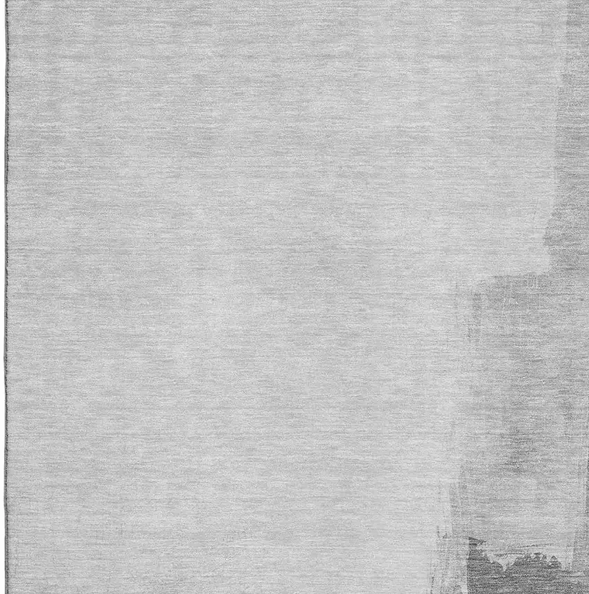 8' Silver Gray And Charcoal Abstract Washable Area Rug With UV Protection Photo 2