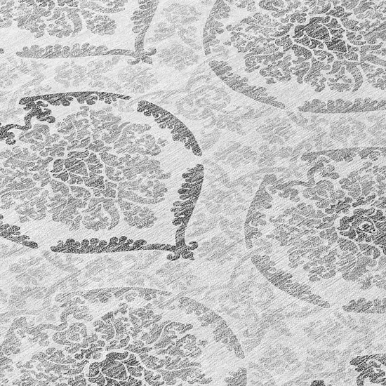8' Silver Gray And Charcoal Round Medallion Washable Indoor Outdoor Area Rug Photo 8