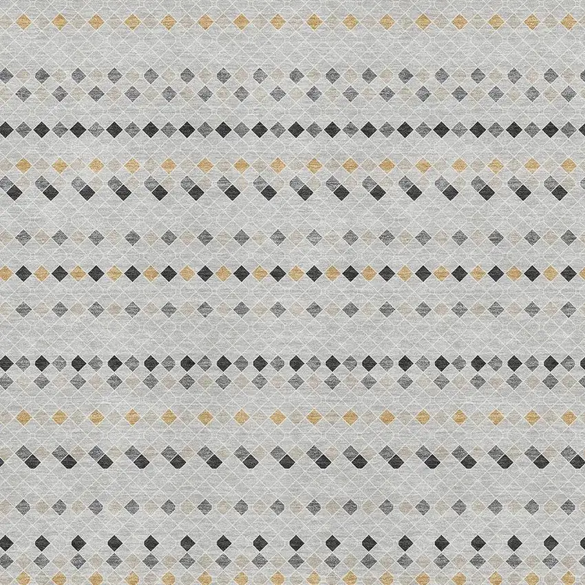 8' Silver Gray And Gold Striped Washable Area Rug With UV Protection Photo 2