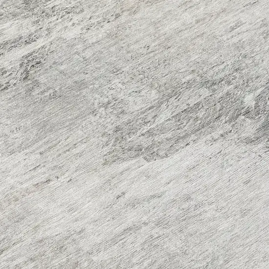 8' Silver Gray And Ivory Round Abstract Washable Indoor Outdoor Area Rug Photo 6
