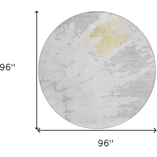 8' Silver Gray And Ivory Round Abstract Washable Indoor Outdoor Area Rug Photo 3