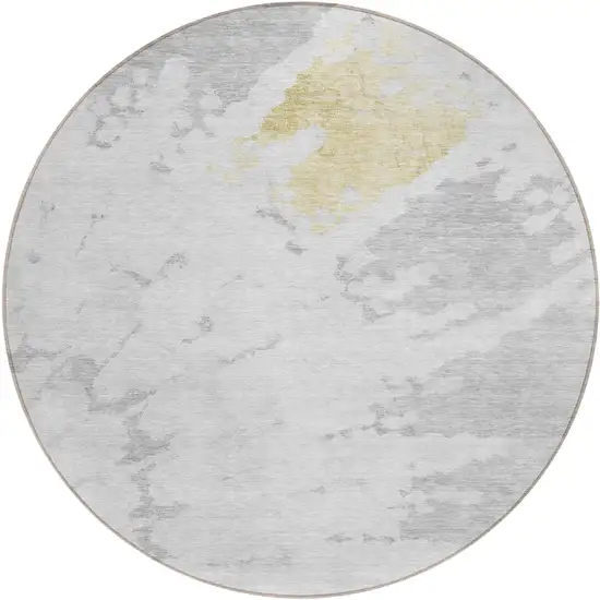 8' Silver Gray And Ivory Round Abstract Washable Indoor Outdoor Area Rug Photo 2