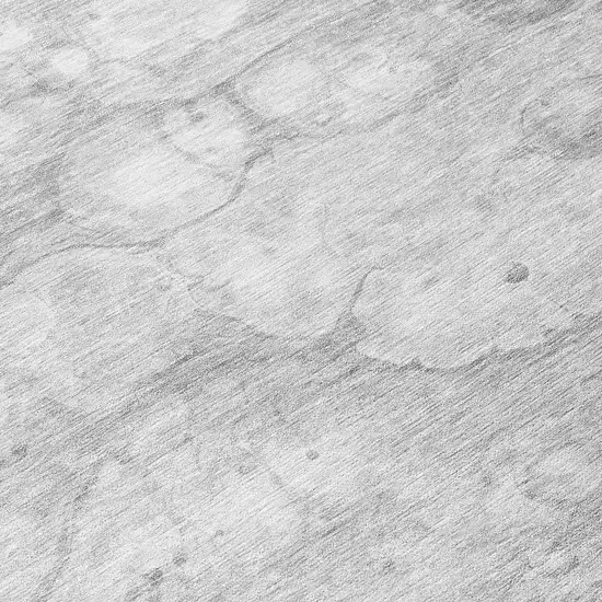 8' Silver Gray And Ivory Round Abstract Washable Indoor Outdoor Area Rug Photo 9