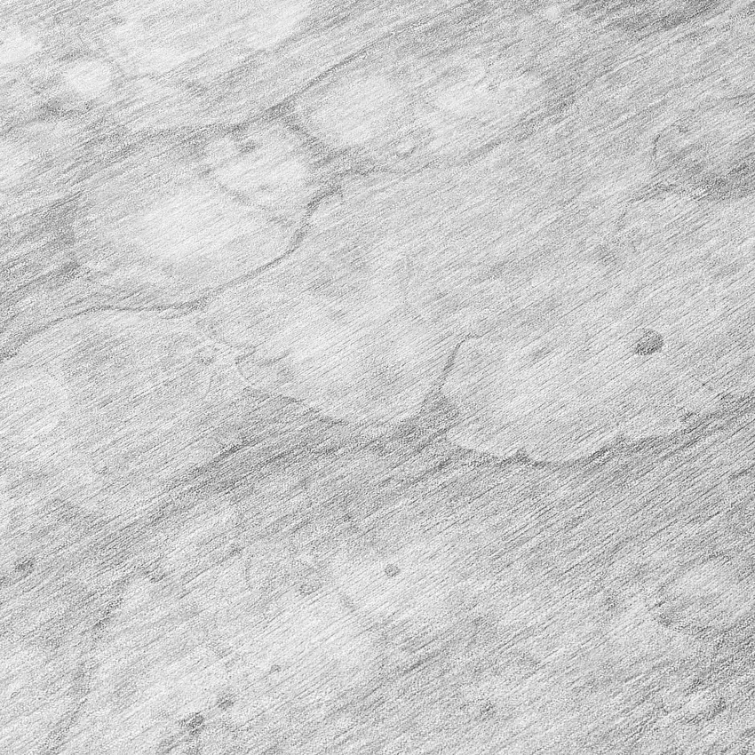 8' Silver Gray And Ivory Round Abstract Washable Indoor Outdoor Area Rug Photo 9