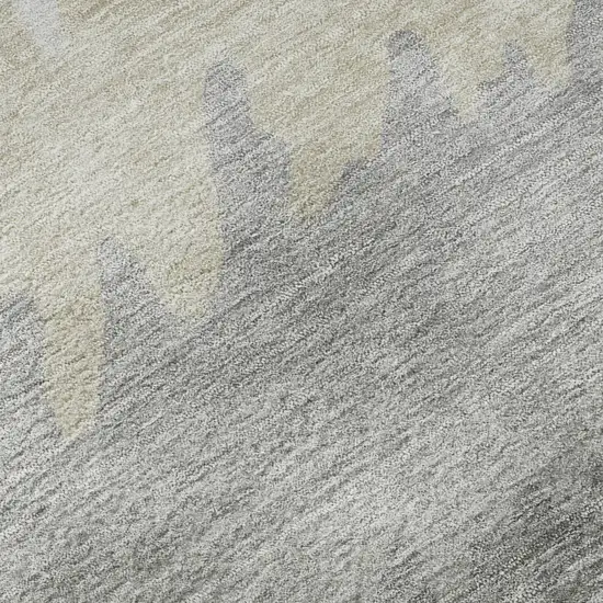 8' Silver Gray And Ivory Striped Washable Round Rug With UV Protection Photo 8