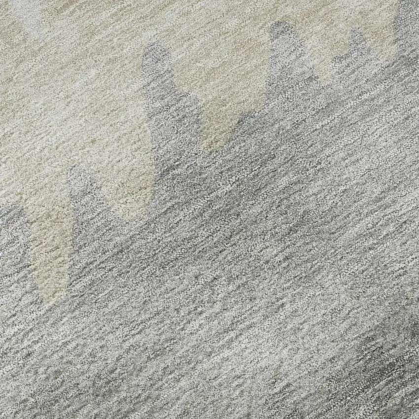 8' Silver Gray And Ivory Striped Washable Round Rug With UV Protection Photo 8