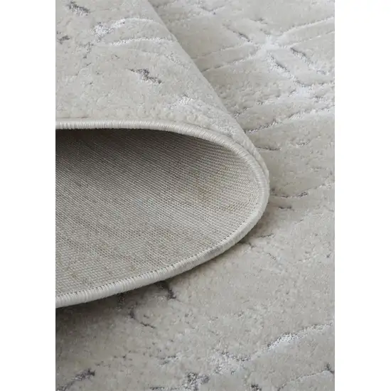 8' Silver Gray And White Abstract Stain Resistant Runner Rug Photo 4