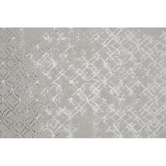 8' Silver Gray And White Abstract Stain Resistant Runner Rug Photo 5