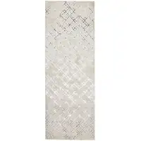 Photo of 8' Silver Gray And White Abstract Stain Resistant Runner Rug