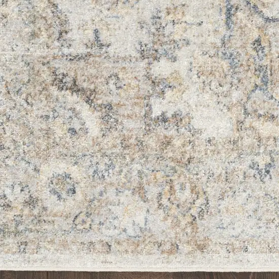 6' Silver Gray And Yellow Oriental Runner Rug Photo 8