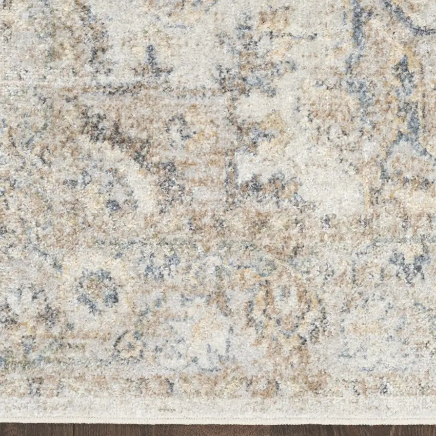 6' Silver Gray And Yellow Oriental Runner Rug Photo 8