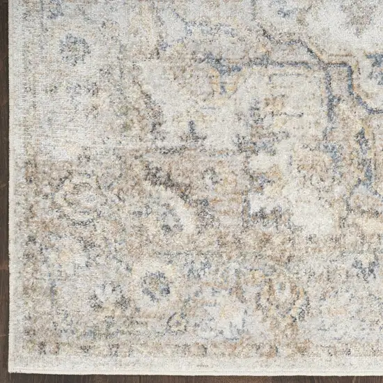 6' Silver Gray And Yellow Oriental Runner Rug Photo 9