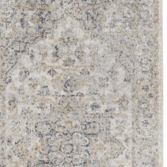 12' Silver Oriental Power Loom Washable Runner Rug Photo 4