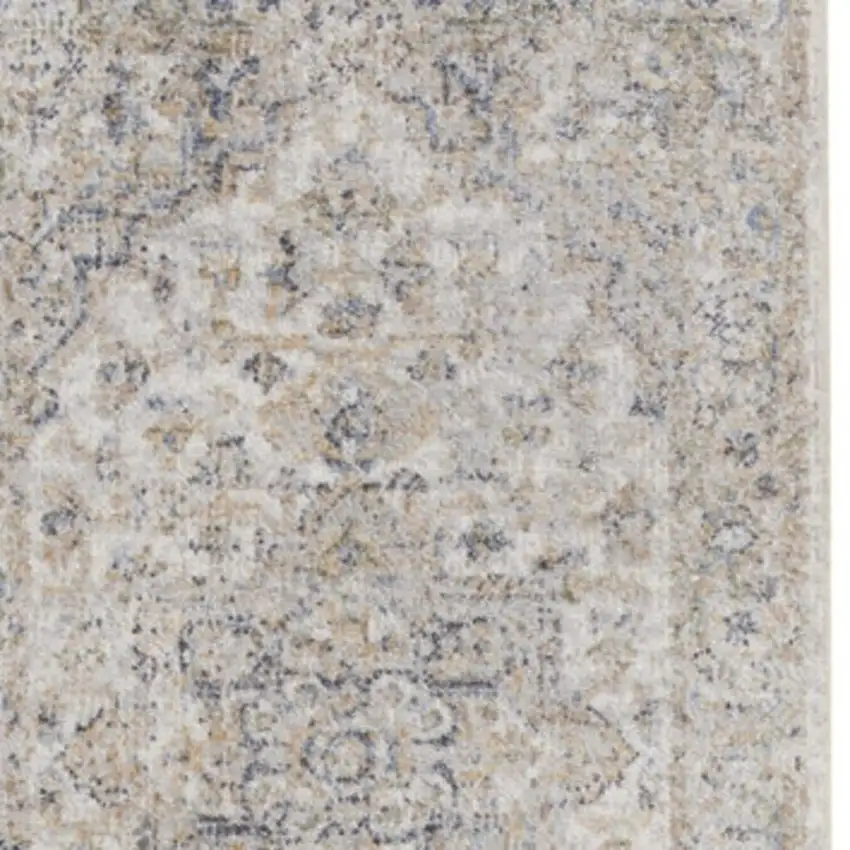 12' Silver Oriental Power Loom Washable Runner Rug Photo 4