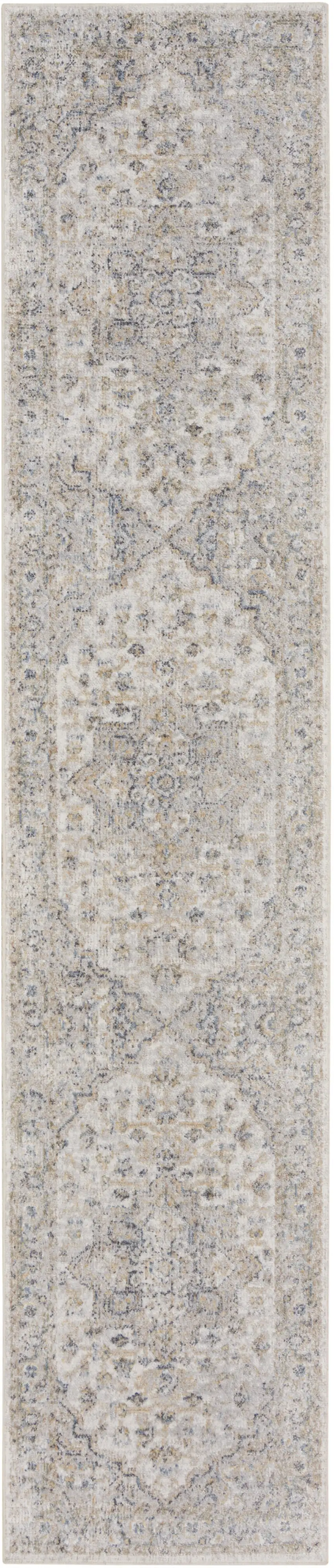 12' Silver Oriental Power Loom Washable Runner Rug Photo 2
