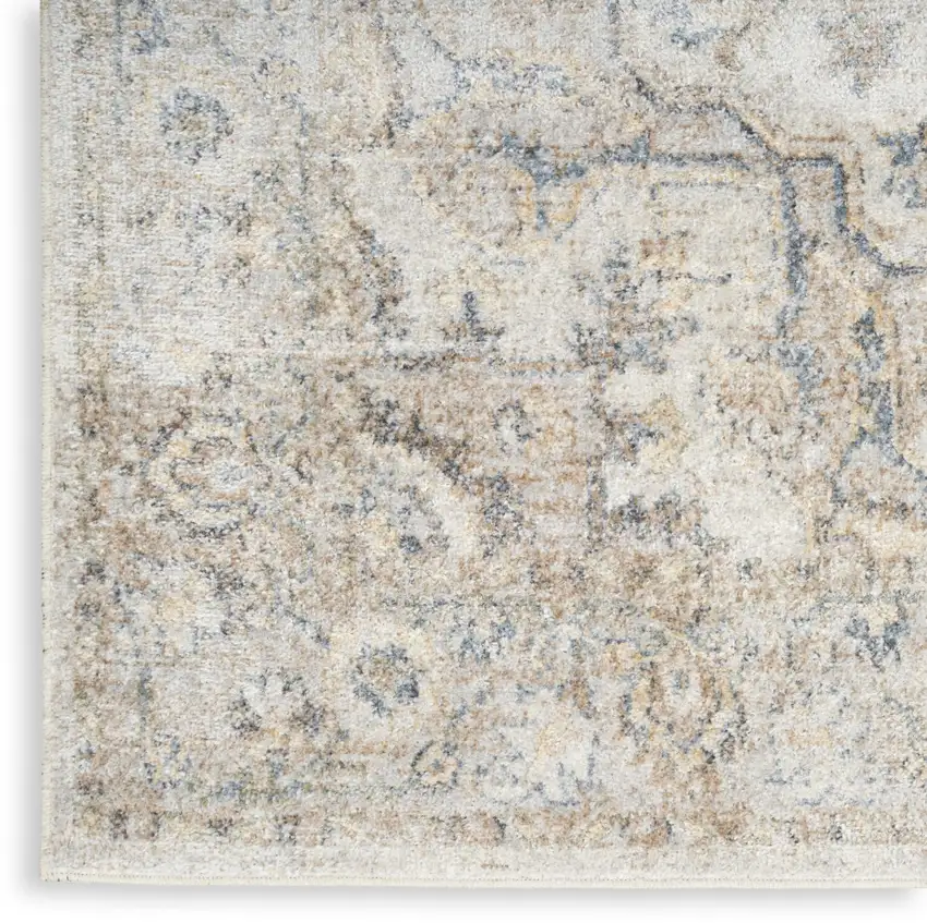10' Silver Oriental Power Loom Washable Runner Rug Photo 8