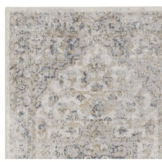 10' Silver Oriental Power Loom Washable Runner Rug Photo 2