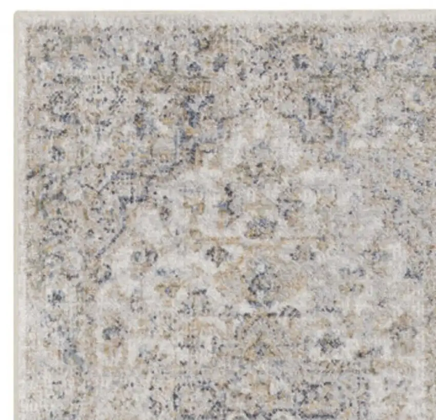 10' Silver Oriental Power Loom Washable Runner Rug Photo 2