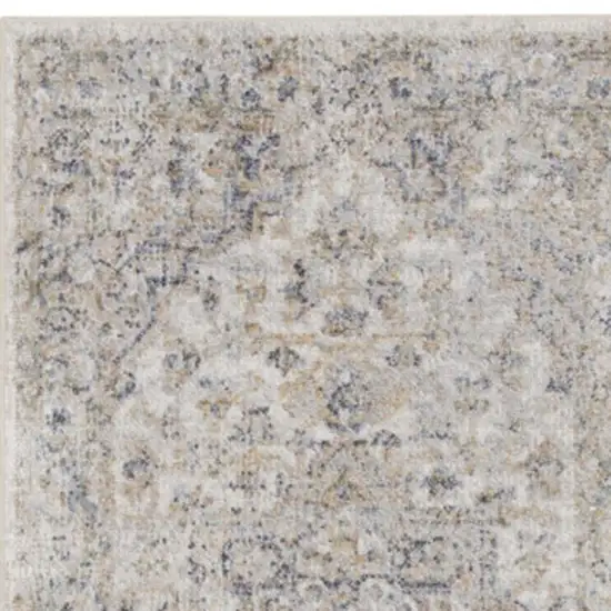10' Silver Oriental Power Loom Washable Runner Rug Photo 4