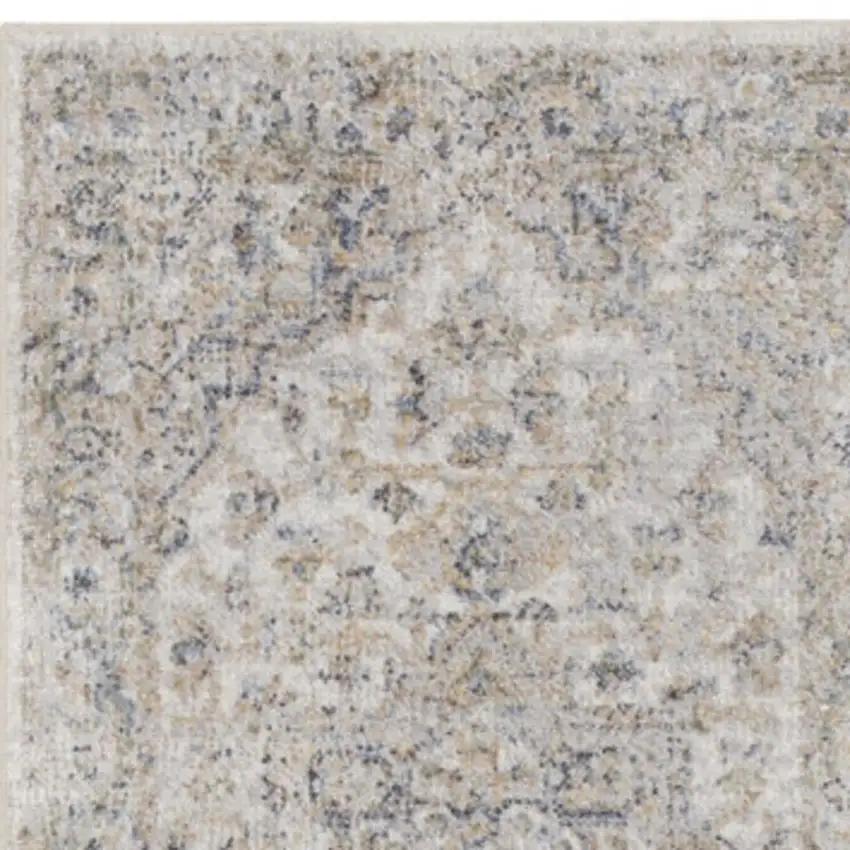 10' Silver Oriental Power Loom Washable Runner Rug Photo 4