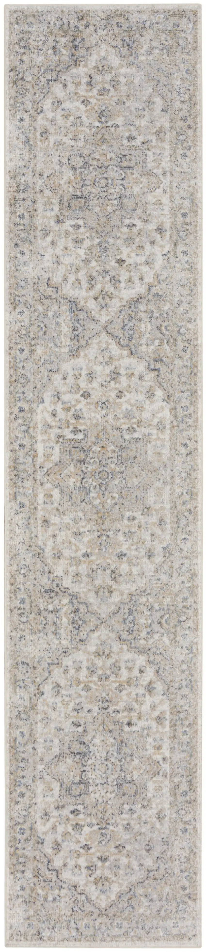 10' Silver Oriental Power Loom Washable Runner Rug Photo 1