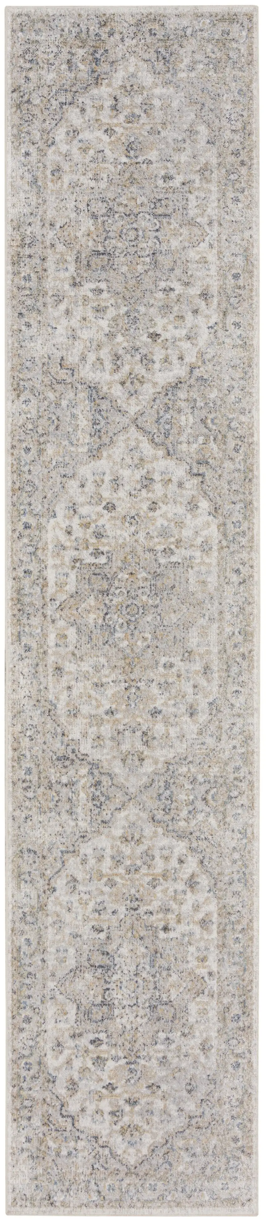 10' Silver Oriental Power Loom Washable Runner Rug Photo 6