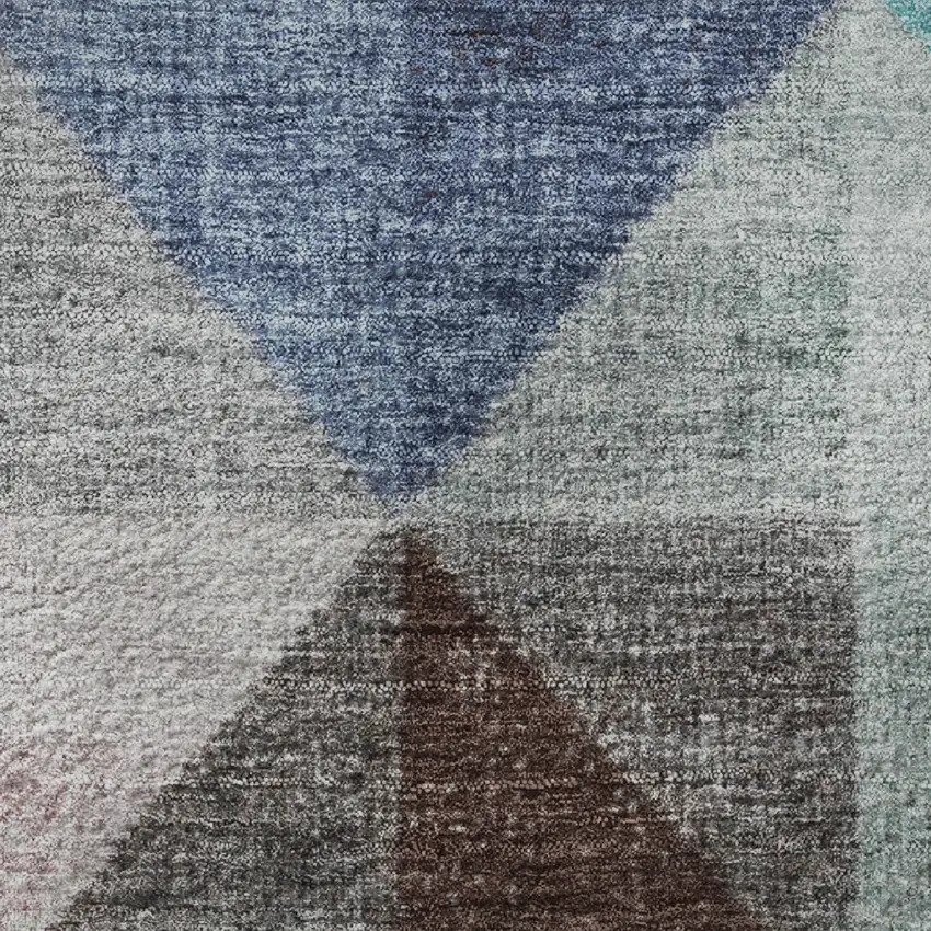 8' Silver Purple And Blue Geometric Washable Round Rug With UV Protection Photo 9