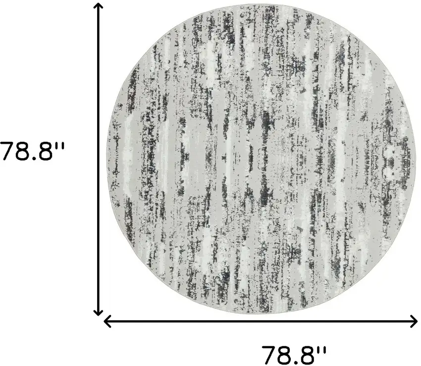 7' Silver Round Abstract Washable Non Skid Area Rug With Fringe Photo 7