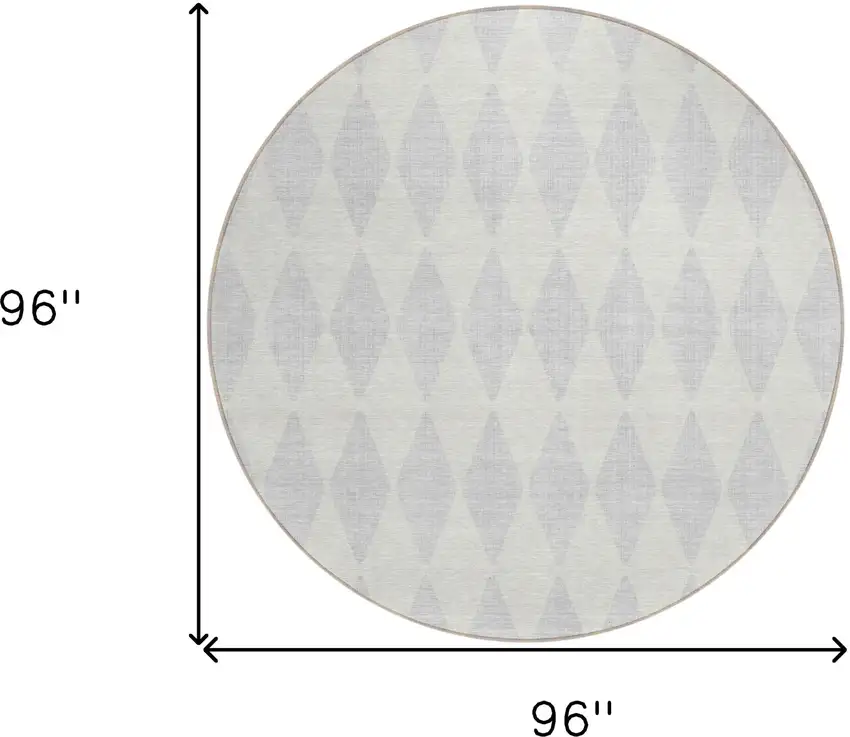 8' Silver Round Geometric Washable Indoor Outdoor Area Rug Photo 3