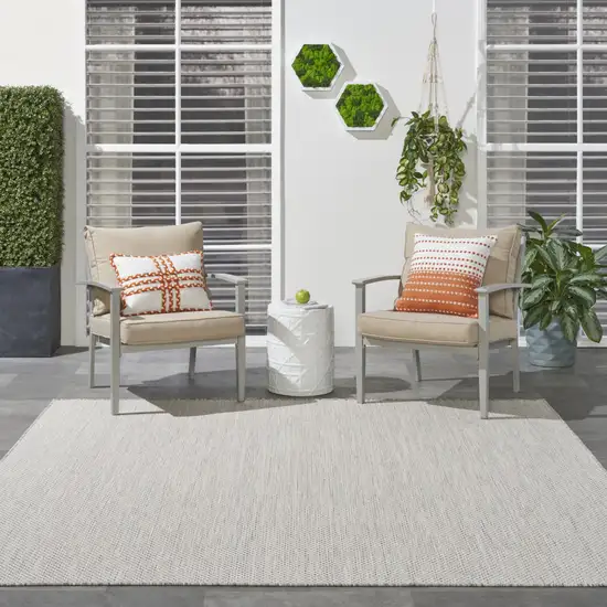 8' Silver Square Geometric Power Loom Area Rug Photo 9