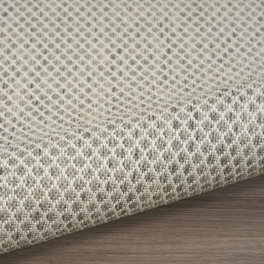 8' Silver Square Geometric Power Loom Area Rug Photo 9